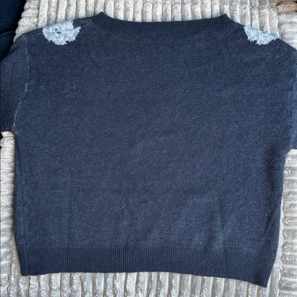 Floral jacquard balloon sleeve knit sweater top - Picture 5 of 7